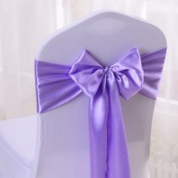 Sashes 10/100pcs Satin Chair Bow Sashes Wedding Chair Knots Ribbon Butterfly Ties For Party Event el Banquet Home Decoration 230714