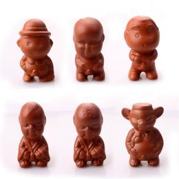total six pieces purple clay Chinese tea pets creative kongfu tea accessories easy to play T22924
