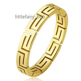 Stainless Steel 4MM Great Wall Pattern Ring for Women Men Gold Plated Latest Simple Design Fine Jewellery Rings Wholesale