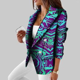Women's Suits 2023 Polynesian Tribal Design Jacket Casual Suit Personality Printed Cardigan Vintage Business Office Clothing