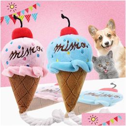 Dog Toys Chews Animals Cartoon Stuffed Squeaking Pet Toy Cute Plush Puzzle For Dogs Cat Chew Squeaker Squeaky Ice Cream 423 N2 Dro Dhydx