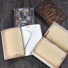 Retro Notepad A5 Notebook PU Creative Embossed Diary Handbook Korean Stationery Student School Office Writing Book