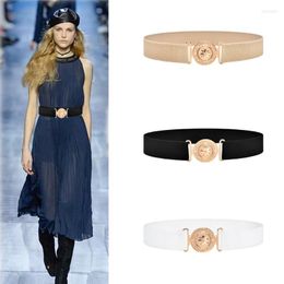 Belts Solid Color Women Waist Belt Vintage Elegant Flower Buckle Stretchy Wide Dress Shirt Seal