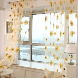 Vorhang 1PCS Sunflower Fenster Curatin Für Wohnzimmer Schlafzimmer Voile Tüll Sheer Indoor Vorhänge Panels Behandlung