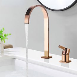 Bathroom Basin Faucet Black Brushed Gold 360 Degree Rotate Spout Single Handle Hot Cold Mixer Crane Tap Waterfall Basin Wash Tap