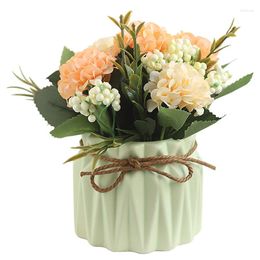 Decorative Flowers Synthetic Fabric Material Artificial Potted With Vase For Wedding Decoration Flower Gift