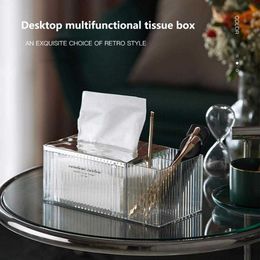 Tissue Boxes Napkins Tissue Box Holder Light Luxury High Capacity Compartment Transparent Large Opening 3 Grids Tissue Storage Holder for Living Room R230715