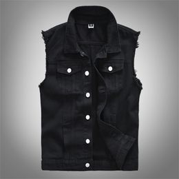 Men s Vests Fashion Casual Black Hooded Sleeveless Vest Denim Jacket Street Punk Style Multiple Size Options M 6XL 230715