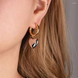 Hoop Earrings Classic Love Heart Pendent For Women Sweet Gold Colour Geometric Drop Girls Jewellery