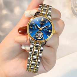 Other Watches Luxury Original Brand Watch for Women Waterproof Diamond Automatic Skeleton Mechanical Ladies Dress Wristwatch Bracelet Gift Set 230714