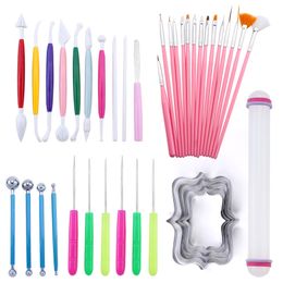 Cake Tools Fondant Modelling Set Carving Flower Crafts Clay Baking Accessories Decorating 230714