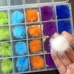 Nail Art Decorations 24PCS/Box Fun Magnetic POM POMS Soft Fluffy Ombre Nails Collection With Clear Box Set For Fashion Flase Tips BB004