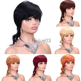 Synthetic Wigs Pixie Cut Wig With Bang Brazilian Hair for Black Women Glueless Full Machine Made Swallowtail Style Short Wigs Free Shipping x0715