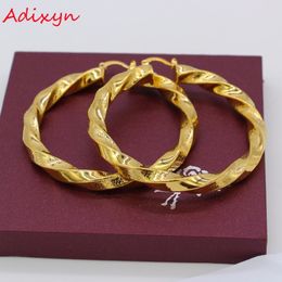 Stud Adixyn 5.5cm African Big Circle Earrings for Women Gold Colour Ethiopian Twisted Earrings Arab Jewellery N01092 230714