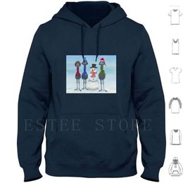 Men's Hoodies Snowbirds Long Sleeve Snow Person Snowman Snowlady Christmas Hat Xmas Noel Snowing Winter