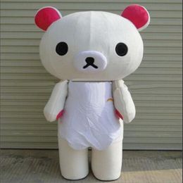 White Rilakkuma Mascot Costumes Animated theme Japanese bear animal Cospaly Cartoon mascot Character Halloween Purim party Carniva268d