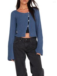 Women's T Shirts Women S Off-Shoulder Knit Crop Top With Lace-Up Back Detail And Bell Sleeves - Stylish Fall Winter Sweater For A Chic Look