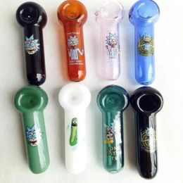 Tobacco Cucumber Hand Exciting Glass Tube Heat-resistant Plastic Spoon Pipe Oil Burner Nail Smoking Tube Thick 8 Colours Choose 4.0 Inches