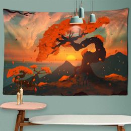 Tapestries Dome Cameras Animation Illustration Landscape Tapestry Wall Hanging Art Mystic Kawaii Room Decor Tapestry