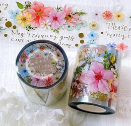 Adhesive Stickers Fairy Ball Vintage Floral Roll 9 Shiny Washi PET Tape for Card Making Planner DIY Decorative Sticker 230714