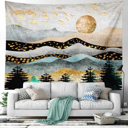 Tapestries Dome Cameras Psychadelic Mountain Tapestry Sun and Moon Landscap Large Fabric Tapestry Wall Hanging Boho Hippie Cloth Room Decor Aesthetic