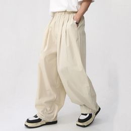 Men's Pants Fashion Sporting Casual Trousers Elastic Waist Wide Leg Male 2023 Spring Trend Solid Color Wr8135