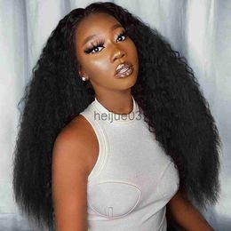 Synthetic Wigs Afro Kinky Straight Wig For Black Women Natural Hairline High Resistant 24Inch Long Yaki Straight Hair Wigs x0715
