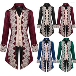 Men's Trench Coats SISHION Punk Embroidery Outfit Coat For Men Mediaeval Victorian Costume Tuxedo Gentlema Tailcoat Gothic Steampunk VD4052