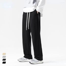 Men's Pants 2023 Summer Ice Silk Dropping Solid Color Loose Fashion Brand Straight Tube Casual Sports For Men