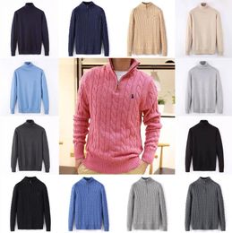 Ralph Polo da uomo, maglione spesso, designer, mezza cerniera, felpa con cappuccio, manica lunga, maglia, cavallo, collo alto, uomo, donna, ricamo