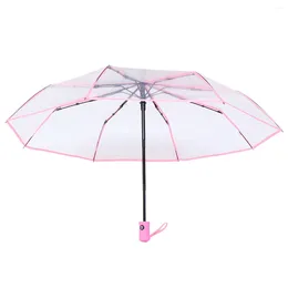 Umbrellas Folding Umbrella For Outdoor Fully Automatic Three-fold Transparent Clear Rainy Day Tripod