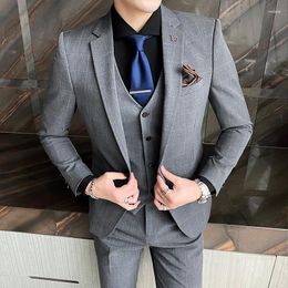 Men's Suits 2023High-quality (suit Vest Trousers) British Dress Business Fashion Handsome Party Wedding Everything Three-piece Set