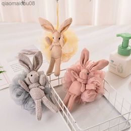 1PC Cartoon Bunny Bath Sponge Mesh Bath Ball Easter Decoration Body Exfoliating Sponge For Bath And Sauna Bathroom Accessories L230704