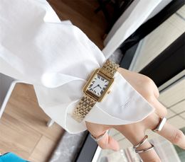 Plated gold watch square tank deaigner watches for women bussiness waterproof montre de luxe elegant stainless steel lady watch trendy quartz movement dh014 E23