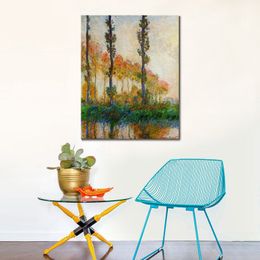 Handmade Claude Monet Oil Painting The Three Trees Autumn 1891 Modern Canvas Art Modern Landscape Living Room Decor