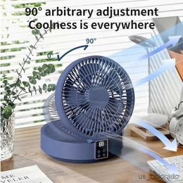 Electric Fans Wireless Wall Mounted Air Cooling Fan with Control LED Light Folding USB Electric Table Desktop Fan R230715