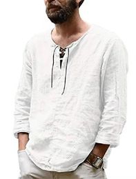 Men s T Shirts Linen Shirt Casual Blouse Cotton Loose Tops Long Sleeve Tee Spring Autumn Handsome Men Shirts 230715