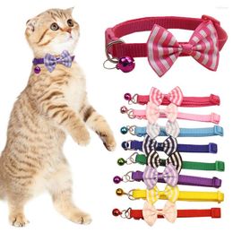 Dog Collars Sweet Plaid Bow Pet Collar For Cat Cute Comfortable Bell Puppy Adjustable Decorative Accessories