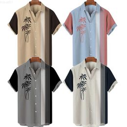 Men's Casual Shirts Haiian 3D Coconut Tree Men's Printed Shirt Oversized Casual Blouse Travel Vacation Short Sleeve Top Beach Vintage MAN CLOTHES L230715