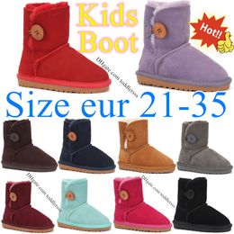 Kids Australian Classic Button Girls Boots Toddler Children Shoes Designer Youth Furry Sneakers baby kid Winter Snow Boot uggly Chestnut Red Black Grey Navy eur 21-35