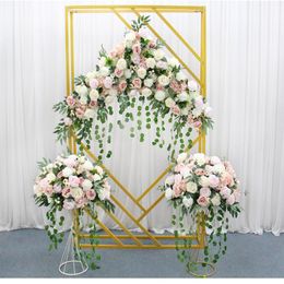 Diamond Wedding Arch Backdrop Props Wrought Iron Geometric Square Frame Party Stage Screen creative background Stand2940