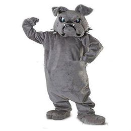 2018 Cool Bulldog Mascot costume Gray School Animal Team Cheerleading Complete Outfit Adult Size328J