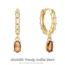 Hoop Earrings CANNER 925 Sterling Silver Egg Cubic Zircon Pendant Korean Geometric For Women Pendientes Jewellery Gifts