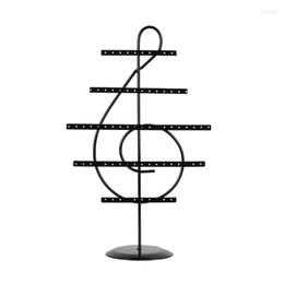 Jewelry Pouches 5-Layer Iron Stand Musical Note Ear Studs Display Rack Metal Earrings Holder With Base Storage