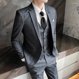 Men's Suits 2023 High-quality Wedding Fashion Suit (suit Vest Trousers) Business Handsome Party Casual Three-two-piece Set