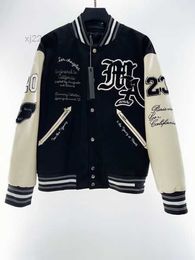 Varsity jacket Bomber Cotton Windbreaker Designer Baseball Hip Hop Harajuku Letter Patchwork Leather Tianma Embroidery Streetwear Unisex Coats D2XG