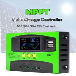 Batteries 12V 24V Auto MPPT Solar Charge Controller 20A 30A Solar Panel PV Regulator with Adjustable Colour LCD Display Dual USB Port 230715
