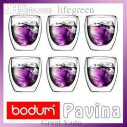 Whole-Set of 6pcs Bodum Pavina Double Wall thermal glass cup mug for tea espresso vodka 80ml275d