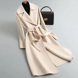 Jackets 2023 Autumn and Winter Doublesided Cashmere Coat Women's Long Doublebreasted Fashion Camel Black Red Outerwear Female