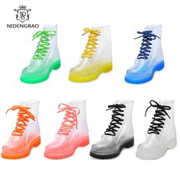 Boots Summer Women Fashion Waterproof Shoes Woman Nonslip Transparent Boots Female Candy Colours Outdoor Girl's Shoes 230714